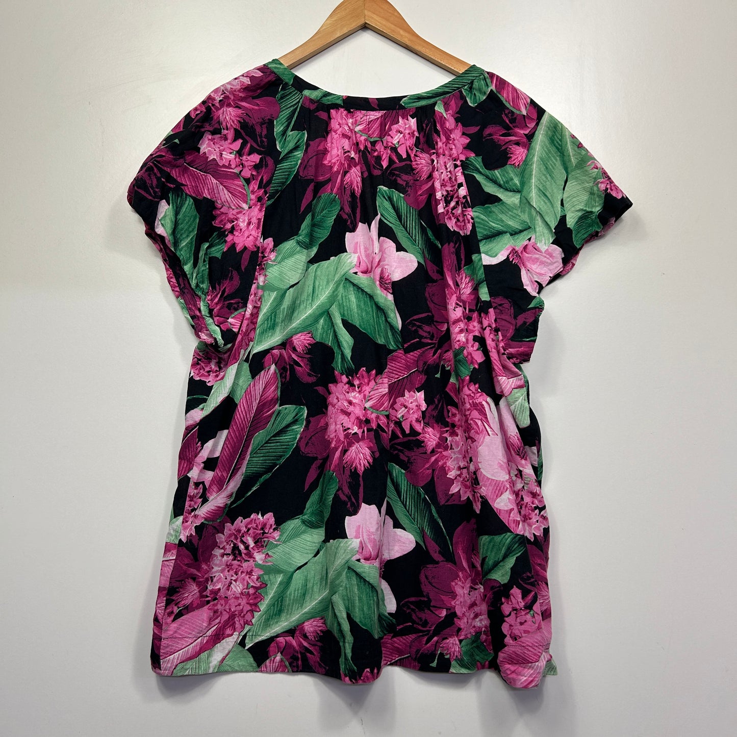 Pink floral print dress front view