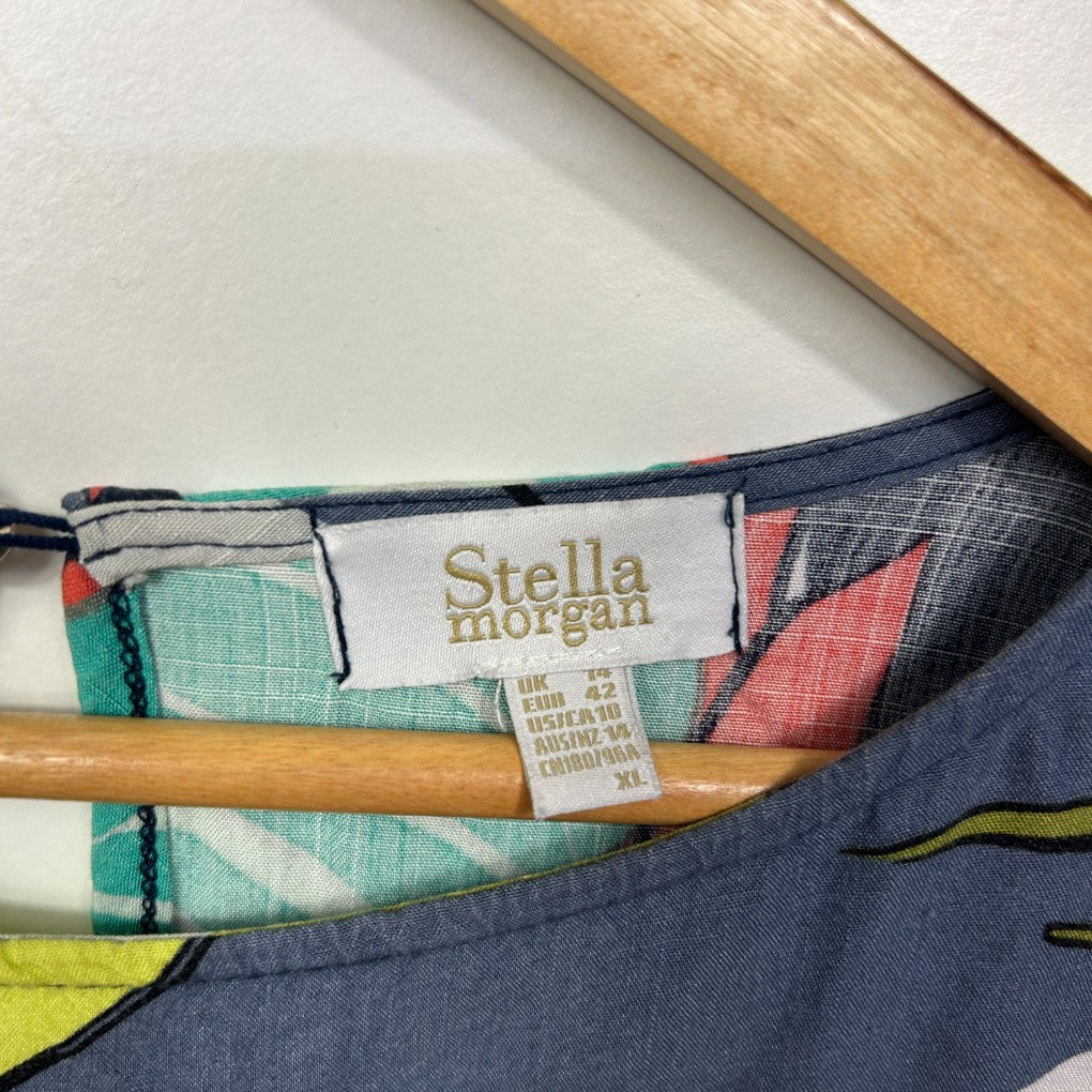 Stella McCartney top detail view showing label and colorful panels