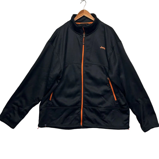 Black jacket with orange trim front view