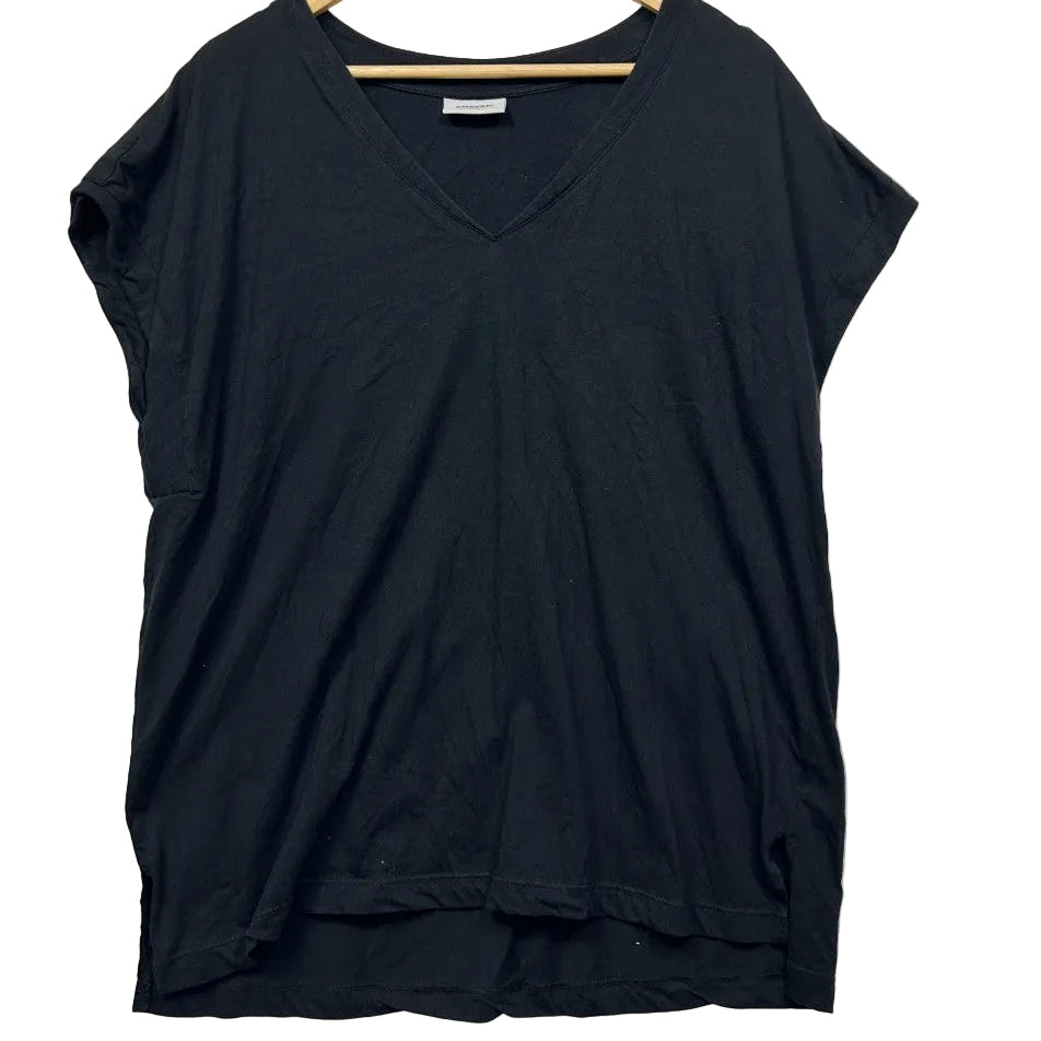 Navy blue v-neck t-shirt front view