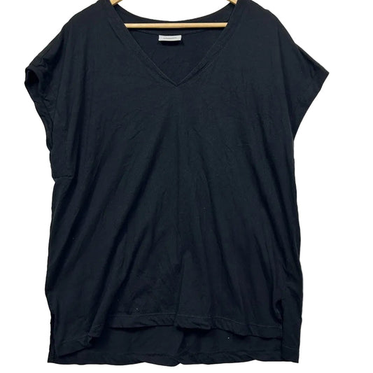 Navy blue v-neck t-shirt front view