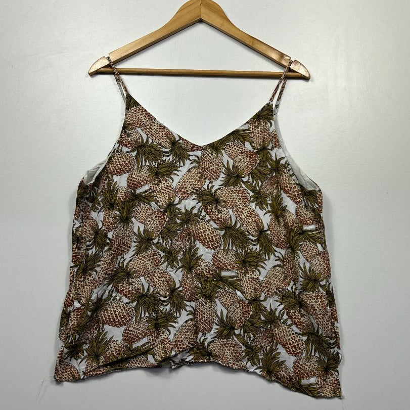 Brown floral camisole top front view
