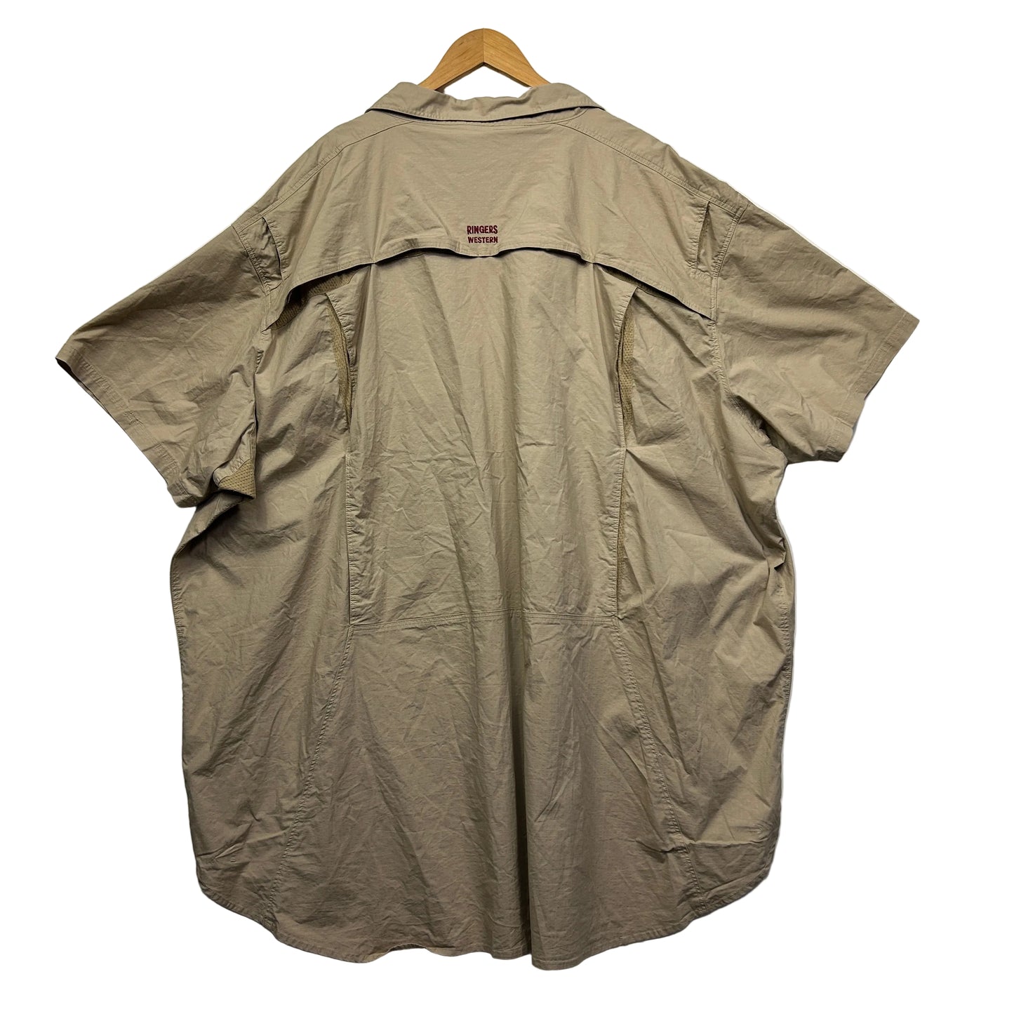 Beige short sleeve shirt back view