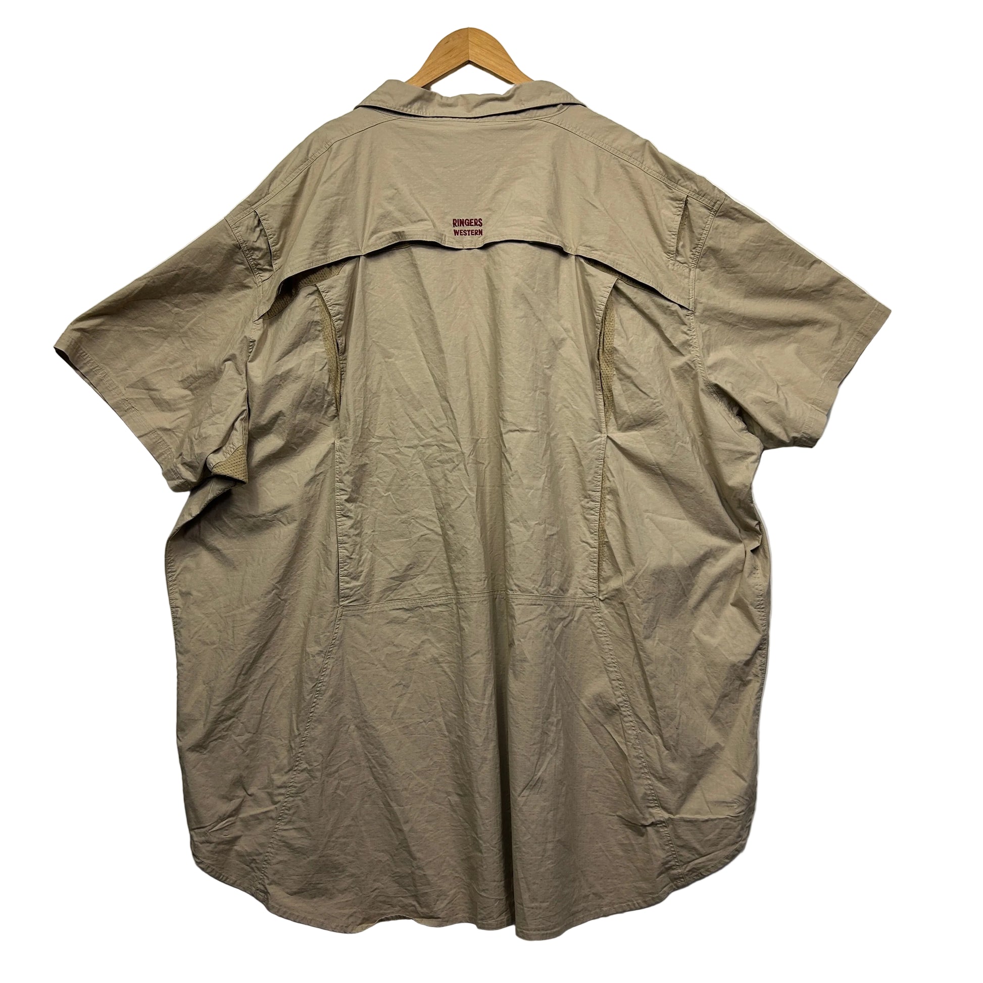 Beige short sleeve shirt back view
