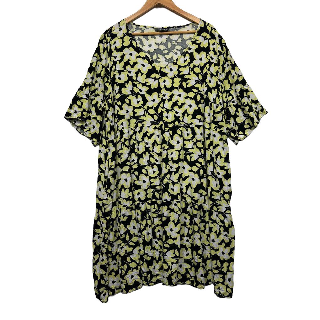 Black and yellow floral dress front view