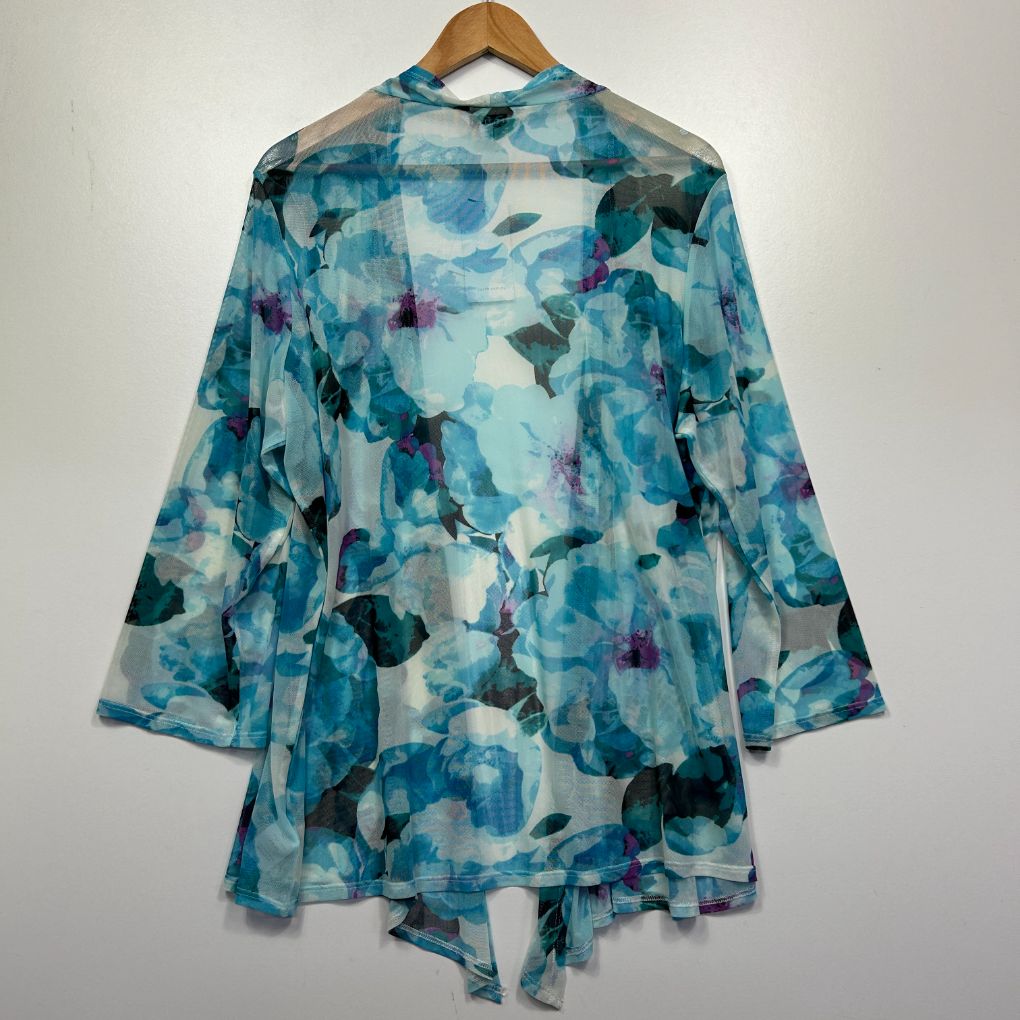 Blue floral tunic top front view