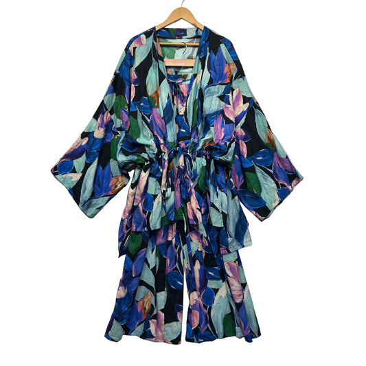 Multicoloured Leaf Print Dress - Size 18-20