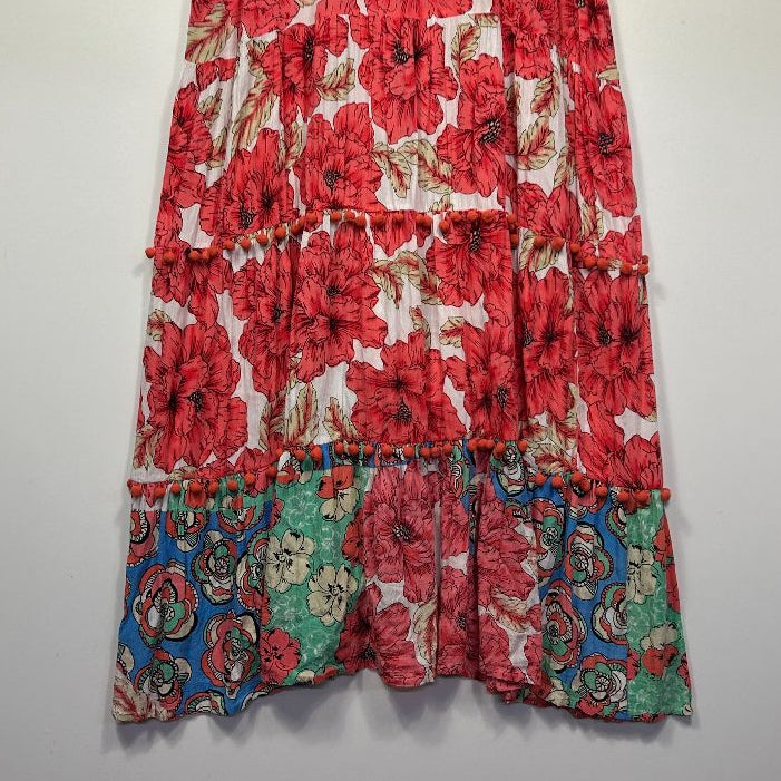 Red floral dress front view