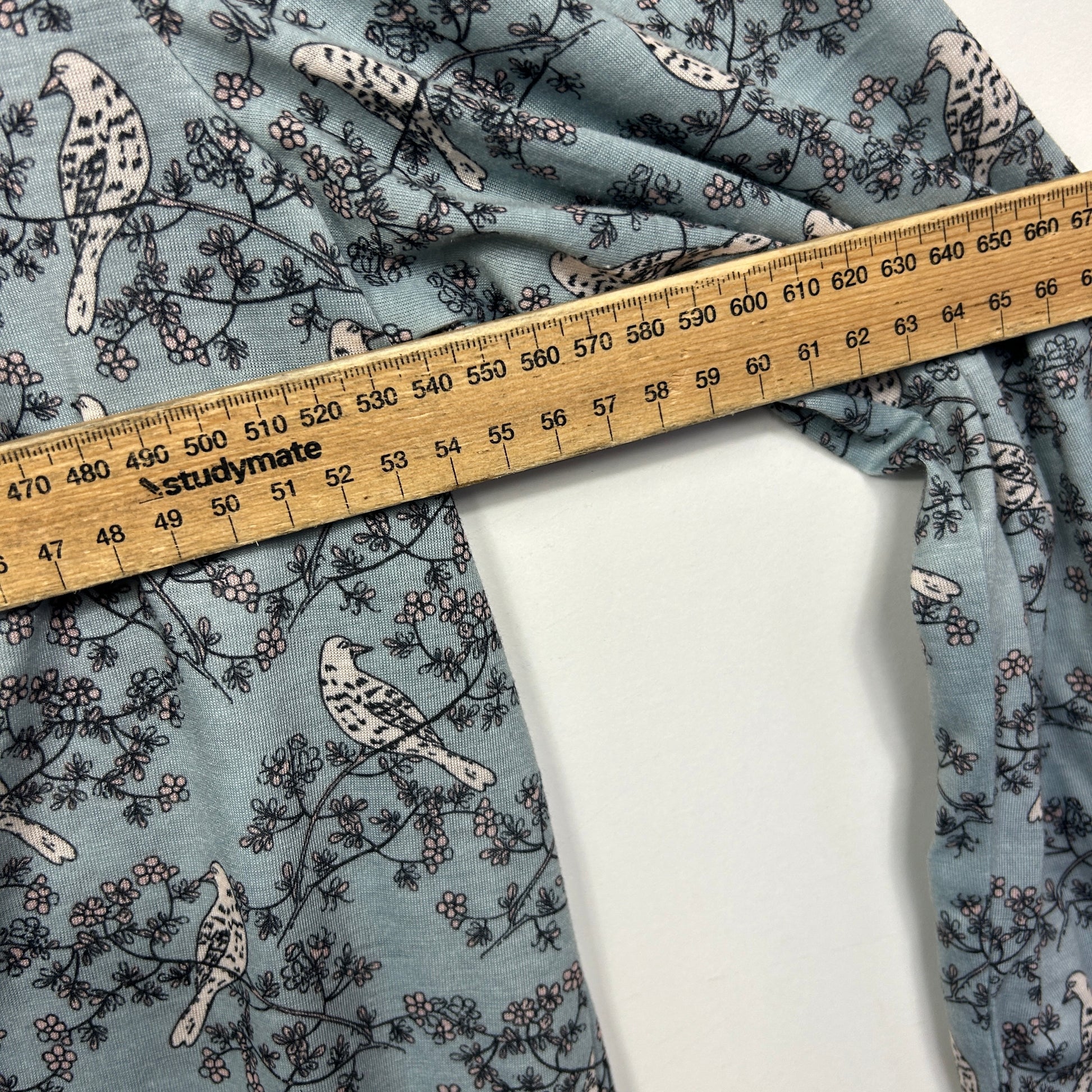Grey floral print dress with measuring tape detail