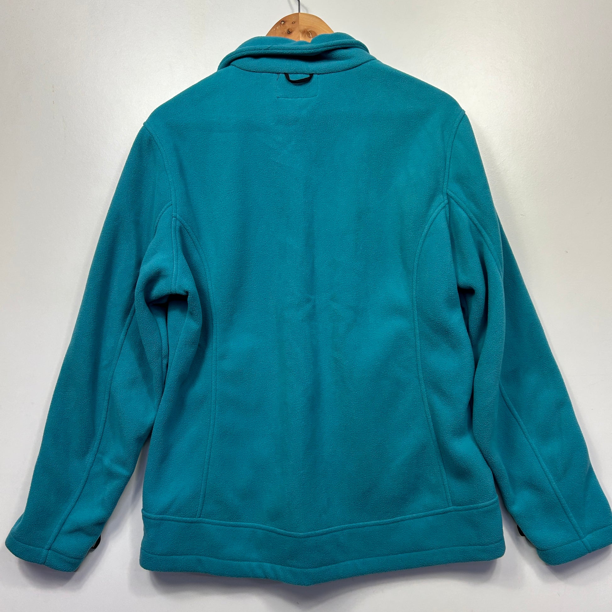 Teal fleece jacket back view