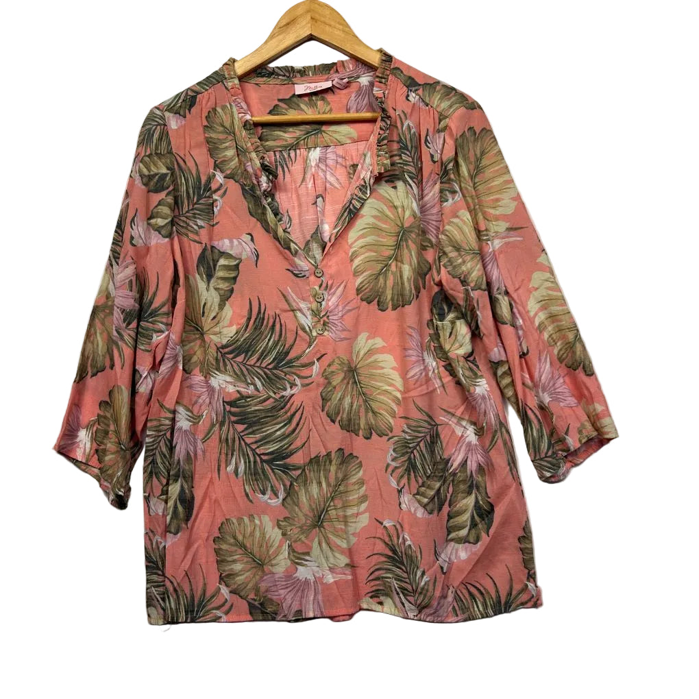 Pink floral shirt front view