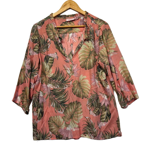 Pink floral shirt front view