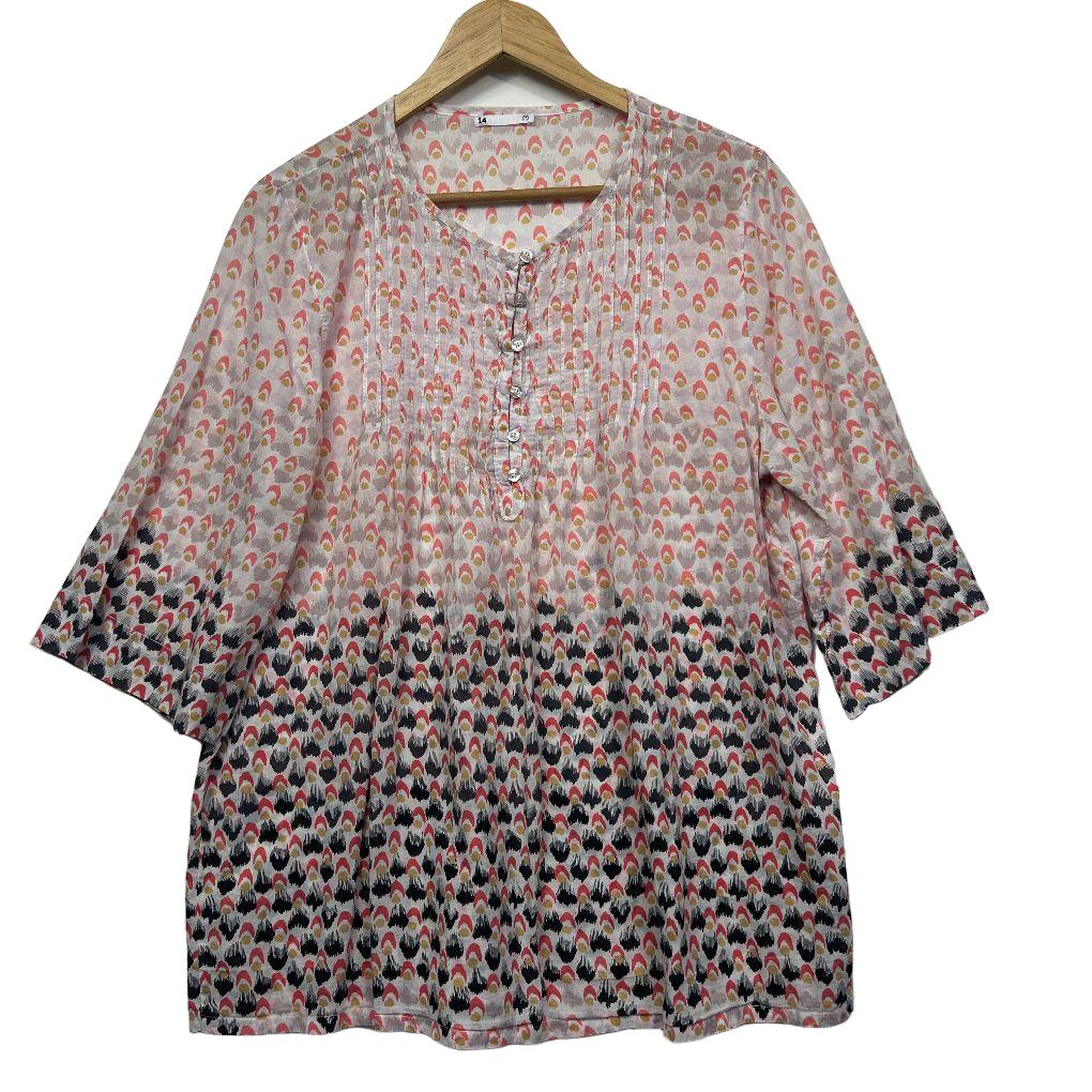 Pink floral tunic top front view