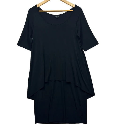 Black layered tunic dress front view