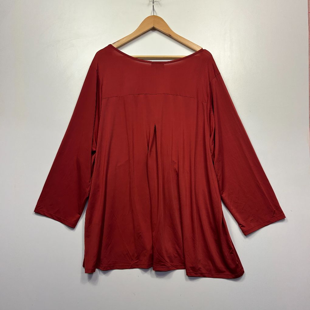 Burgundy long sleeve top front view