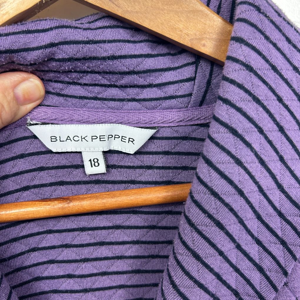 Purple striped long sleeve top size 18 label view