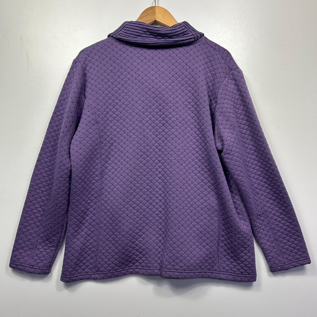Purple quilted sweatshirt front view