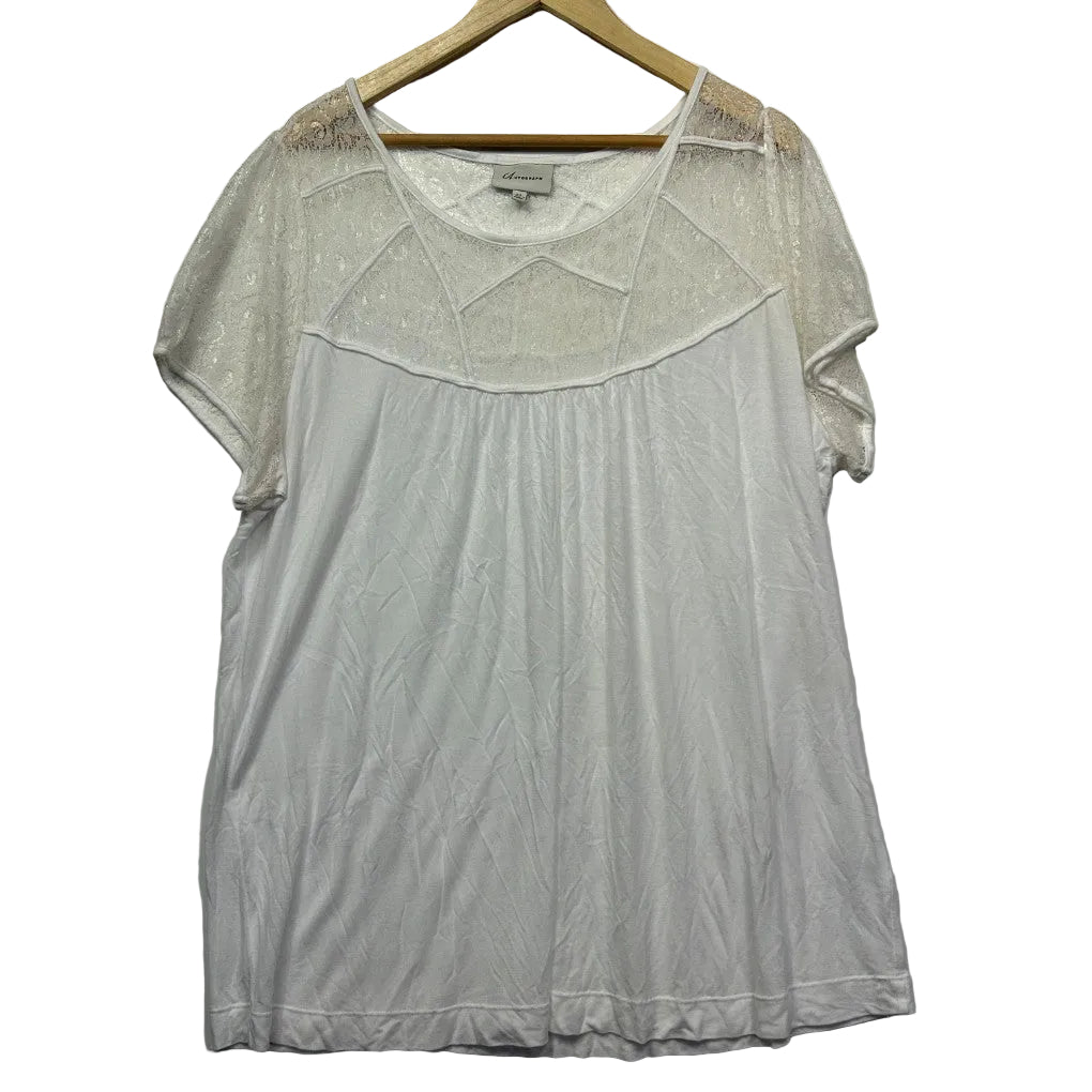 White short sleeve top front view