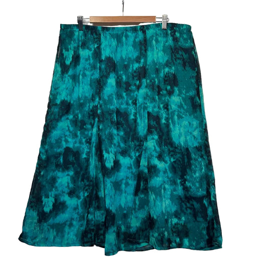 Teal tie dye midi skirt front view