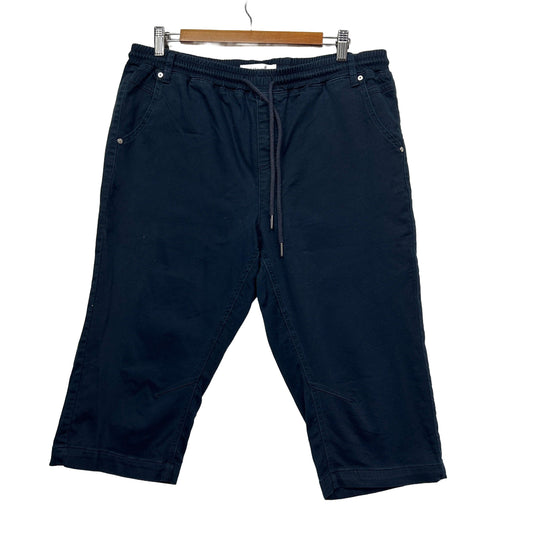 Navy blue capri pants front view