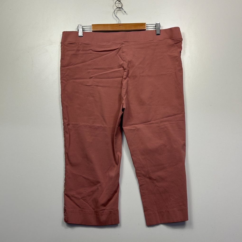 Burgundy capri pants front view