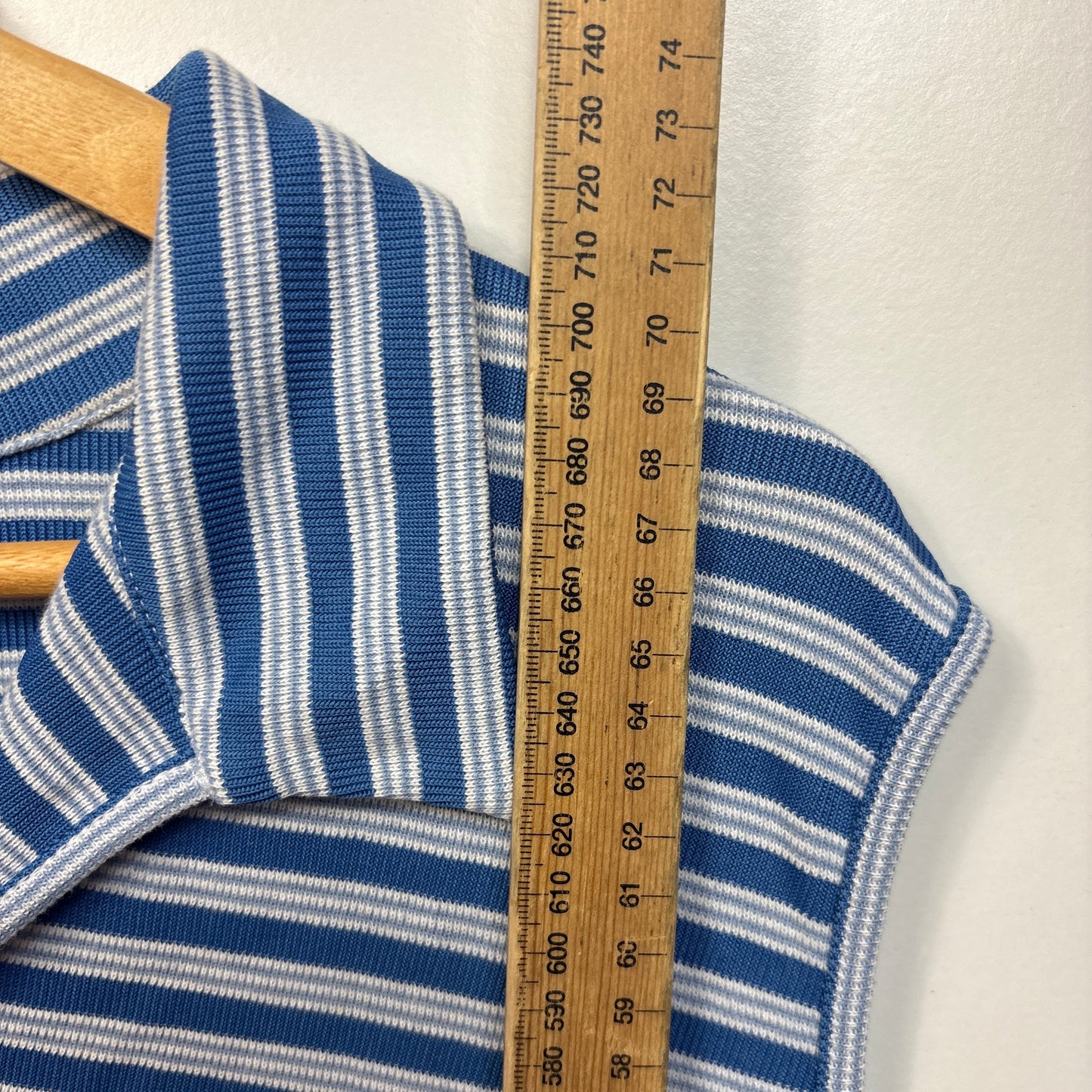 Vintage Fitting Image Blue Striped Top - Size 14/16