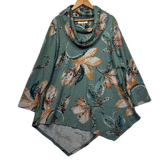 Teal floral tunic top front view