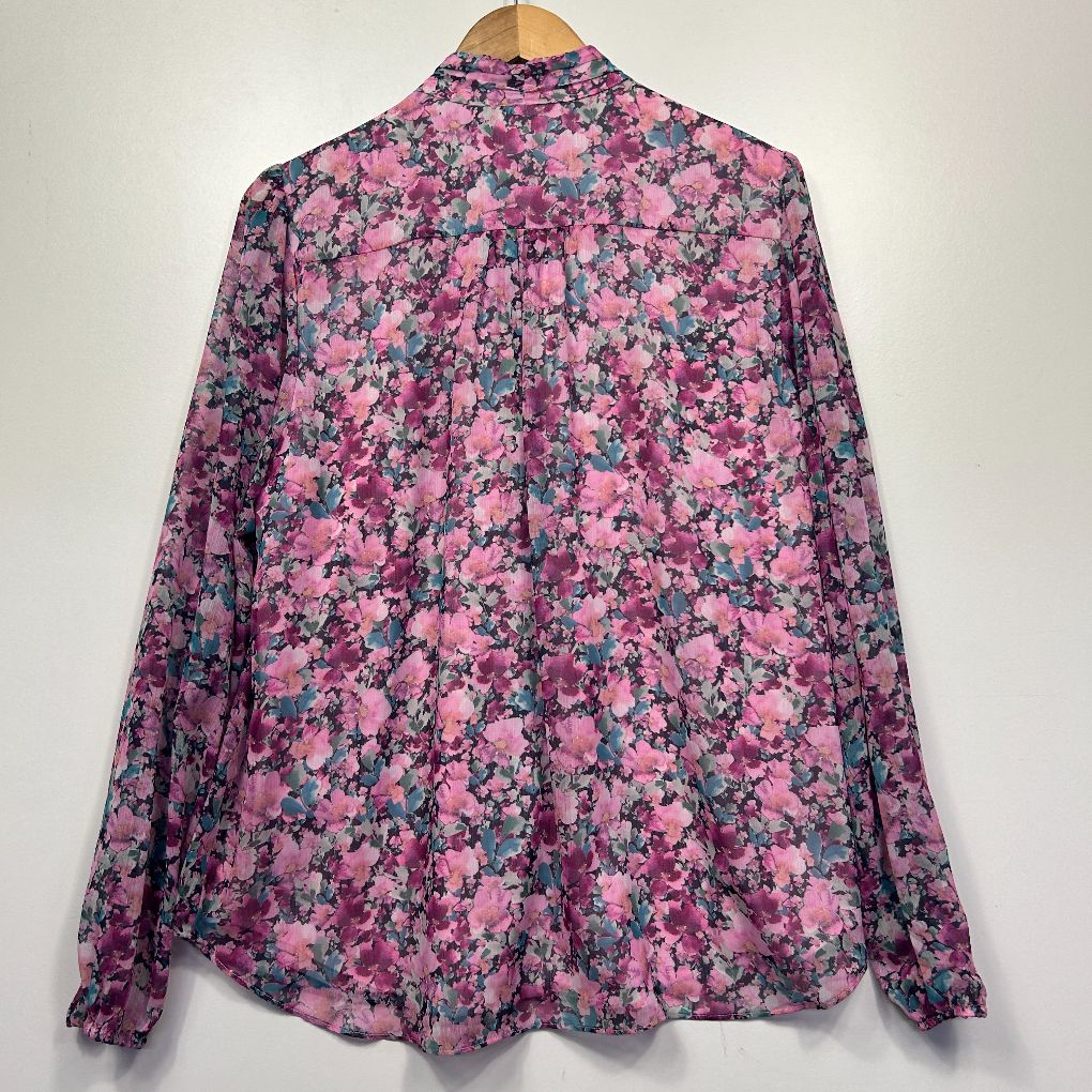 Pink floral blouse back view