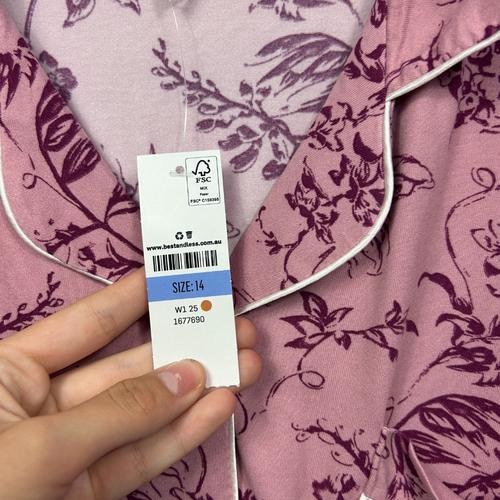 Ezi Bed Sleep Mauve Floral Pyjama Shirt - Size 14