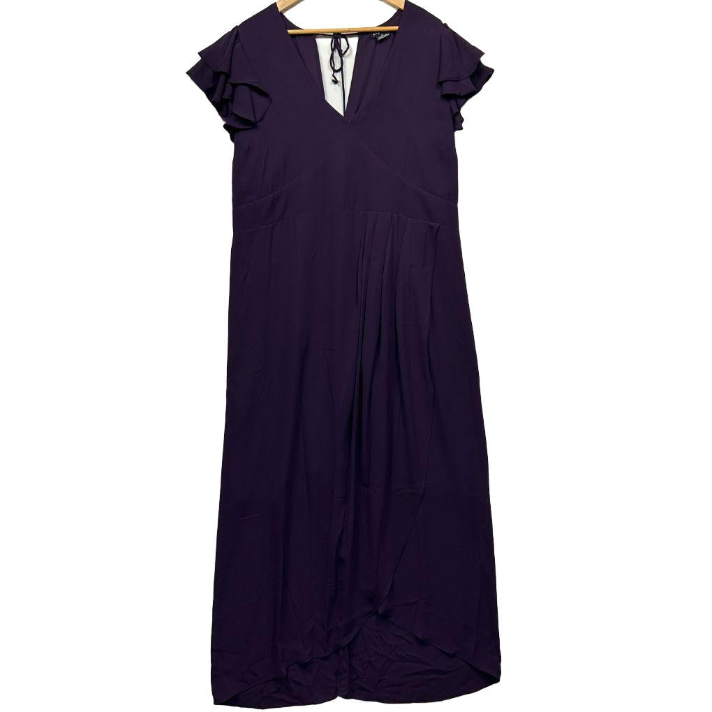 Dark purple midi dress front view