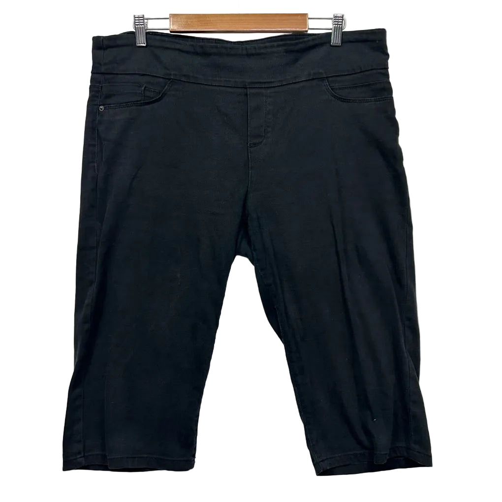 Katie's Black Cotton Cropped Capri Pants - Size 18