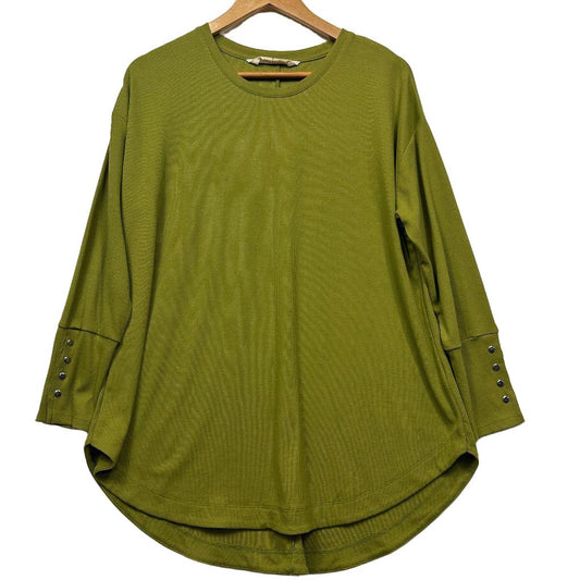 Olive green long sleeve top front view