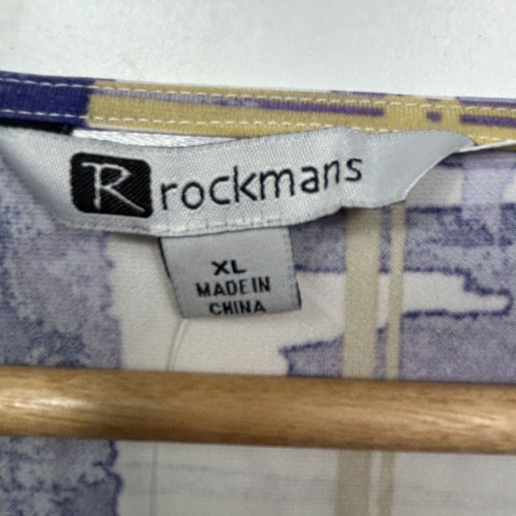 Rockmans XL blue and white striped top label detail view