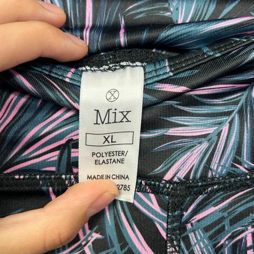 Mix Black Tropical Palm Print Cropped Leggings - Size XL