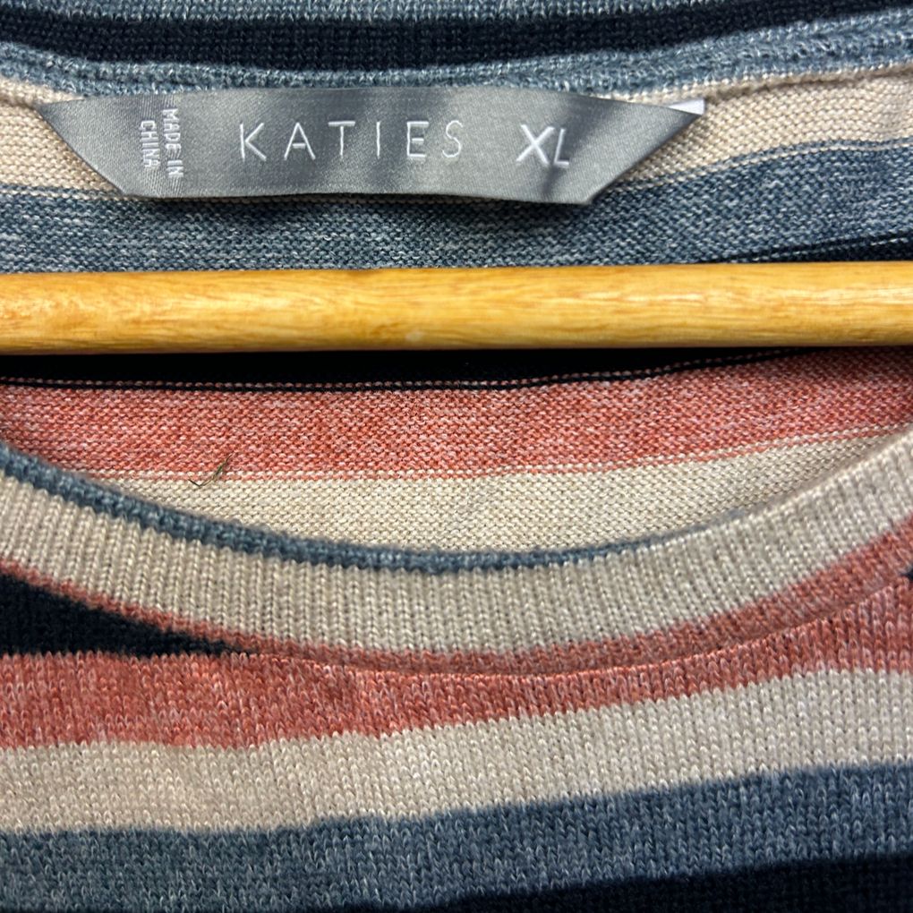 Katies Multicoloured Stripe Long Sleeve Top - Size XL
