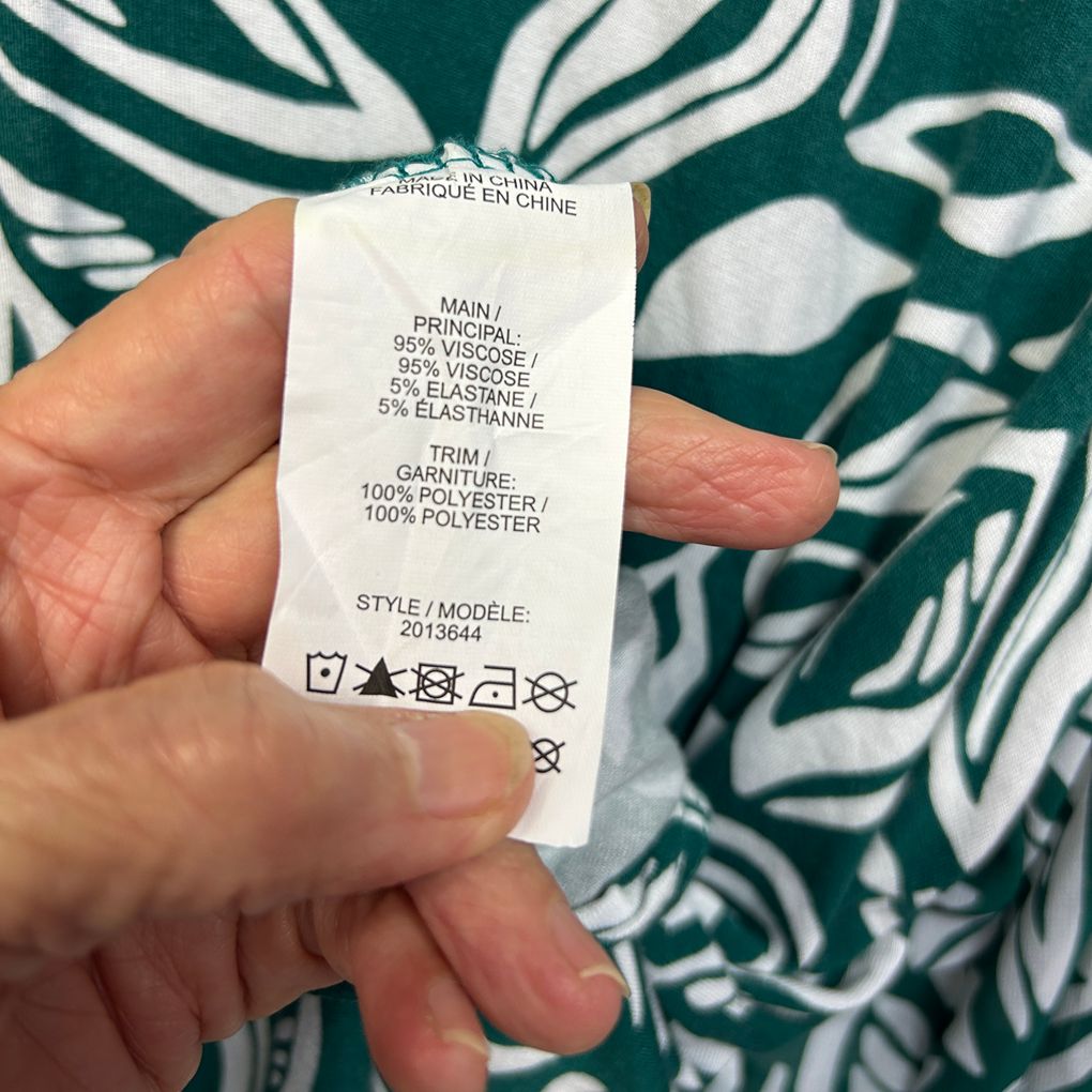 Katies Green & White Leaf Print Long Sleeve Blouse - Size 2XL