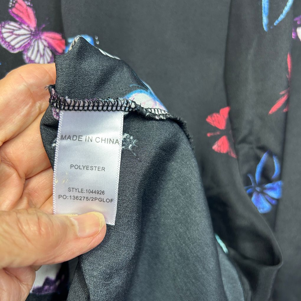 beme Black Butterfly Print Tunic Top - Size 22