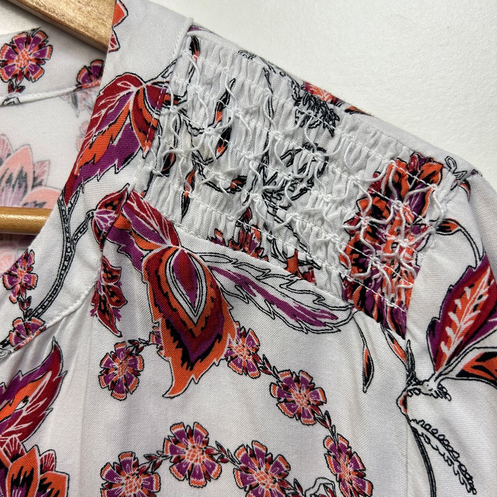 Millers White & Red Floral Long Sleeve Blouse - Size 20
