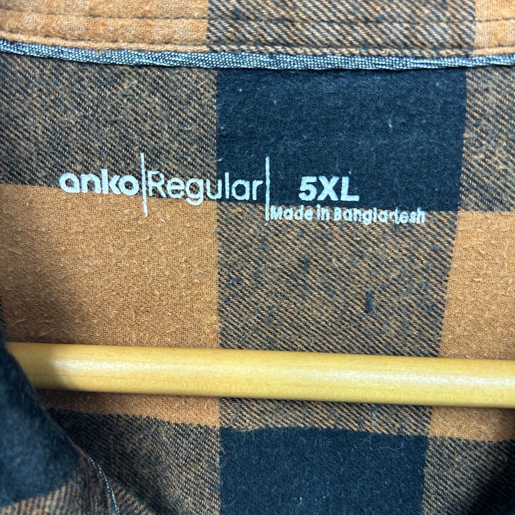 Anko Orange & Black Check Flannel Shirt - Size 5XL