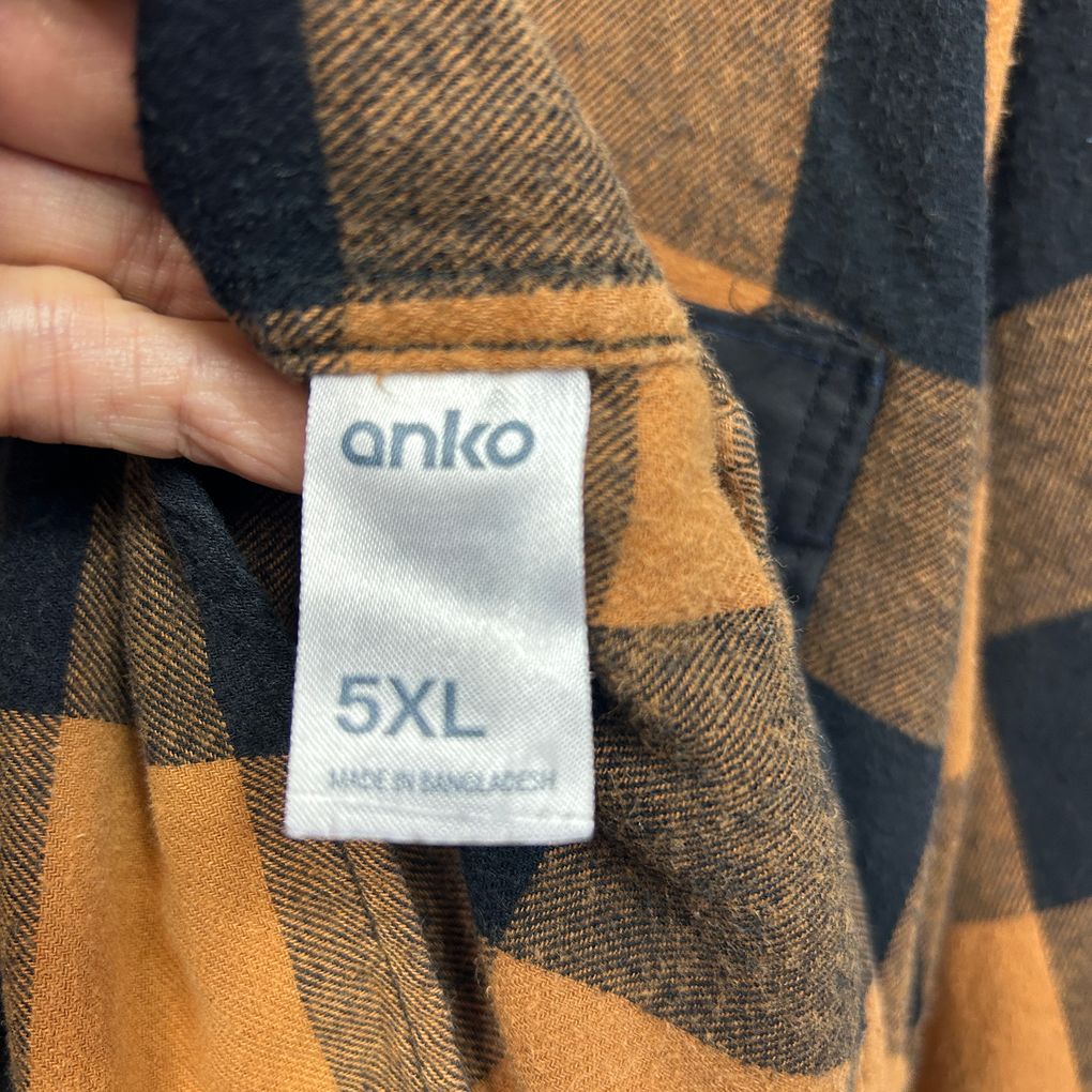 Anko Orange & Black Check Flannel Shirt - Size 5XL