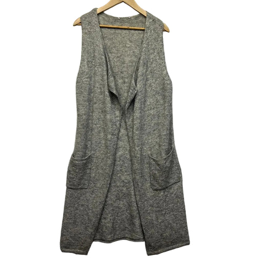 Mohair Wool Blend Grey Longline Knit Vest -  Size 12/14/16