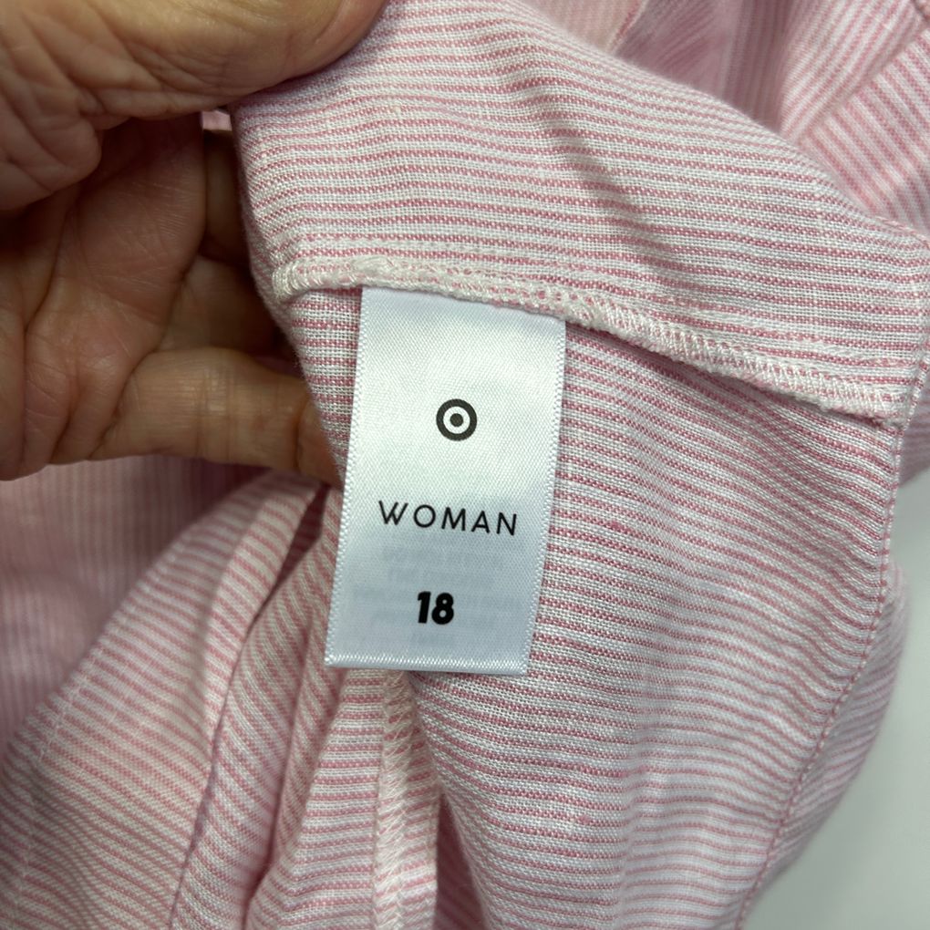 Target Pink Stripe Linen Cami Top - Size 18