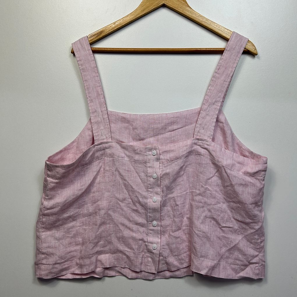 Target Pink Stripe Linen Cami Top - Size 18