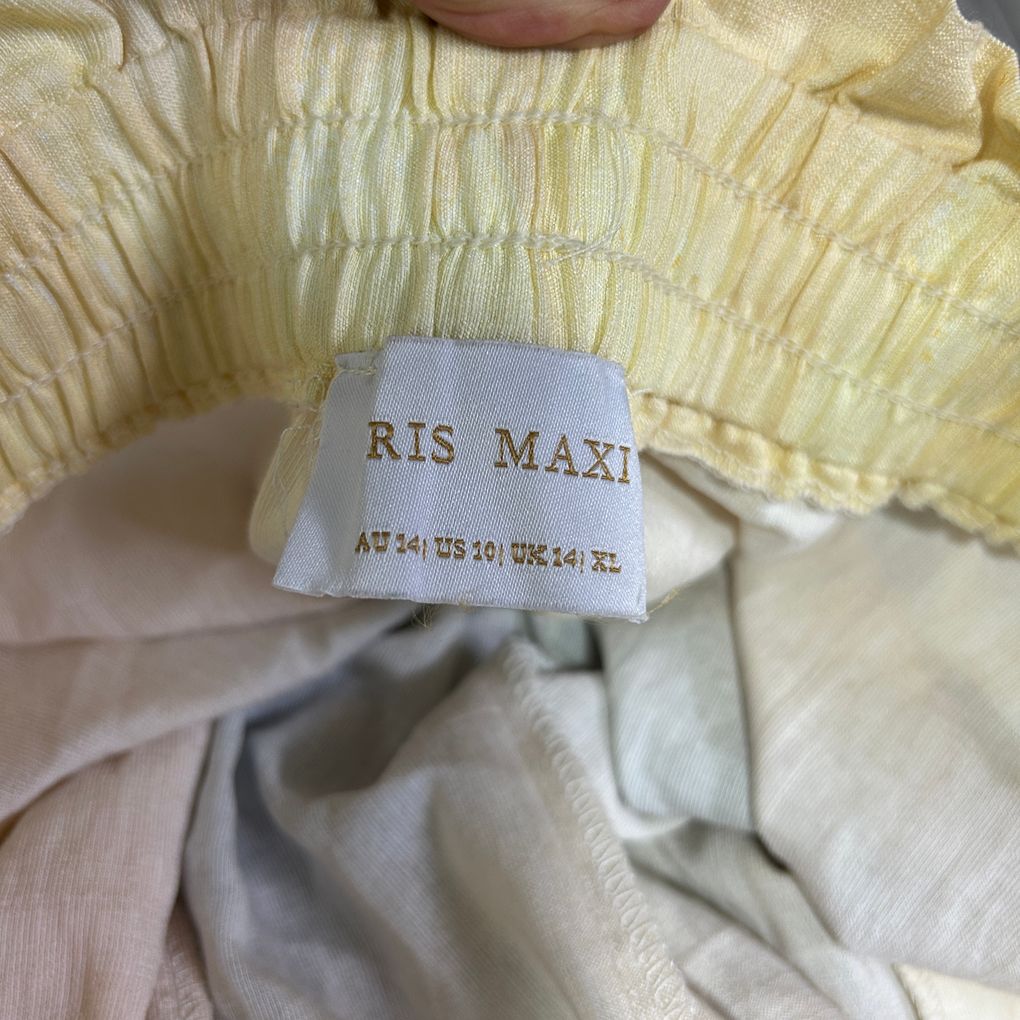 Iris Maxi Cream Multi Wide Leg Palazzo Pants - Size 14
