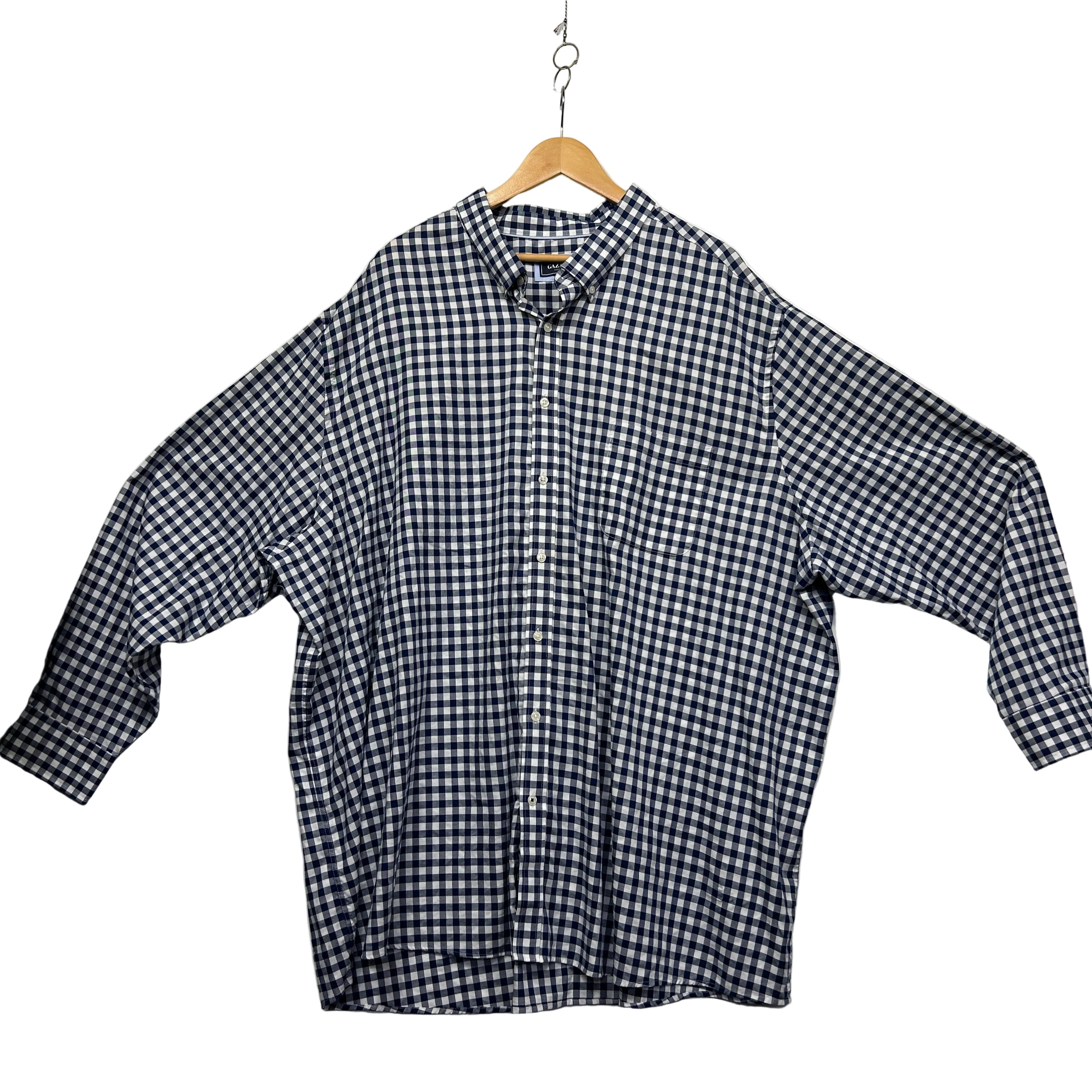 Gazman Navy Gingham Mens Shirt - Size 7XL