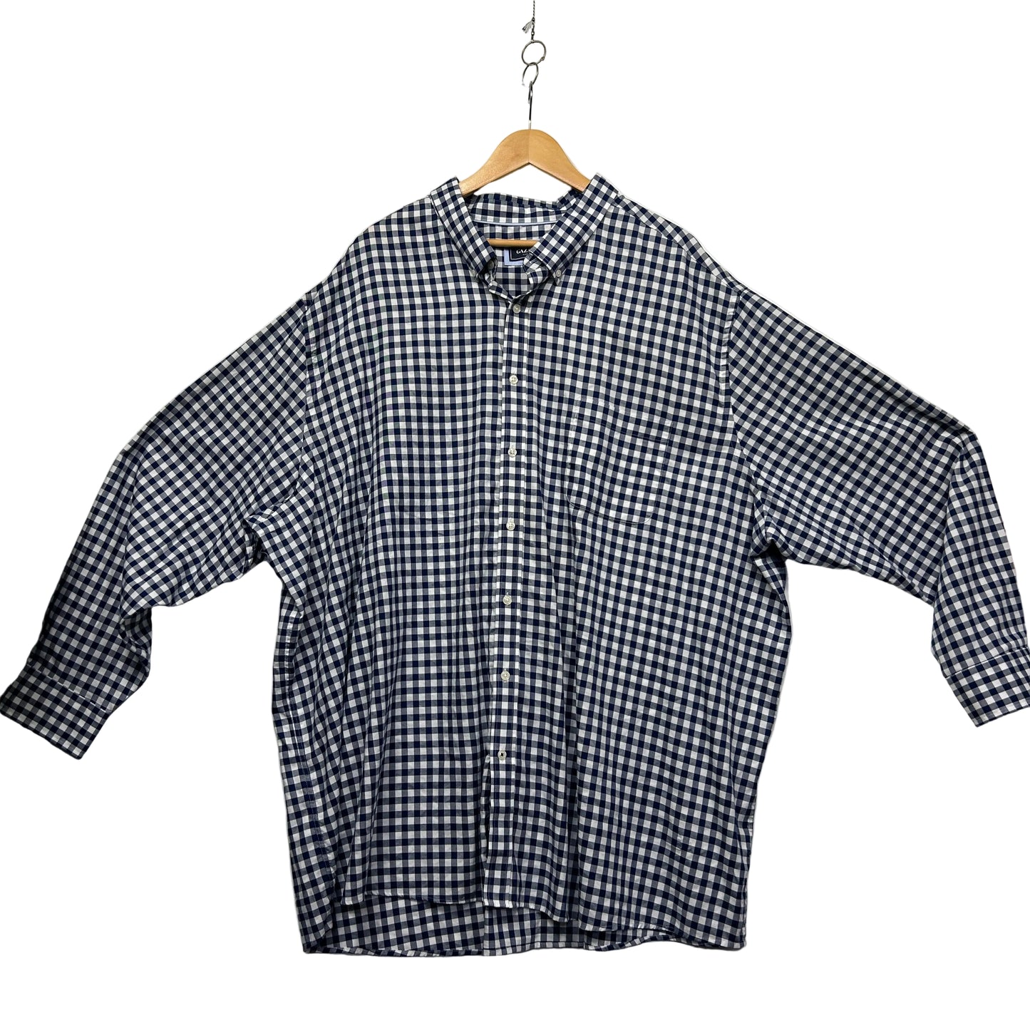 Black and white gingham check shirt front view