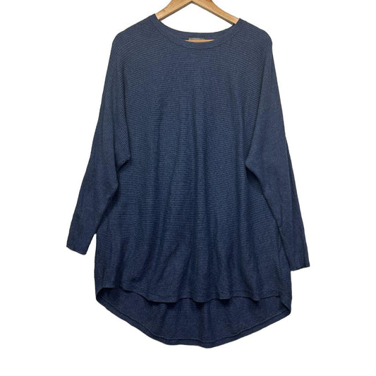 Navy blue long sleeve top front view