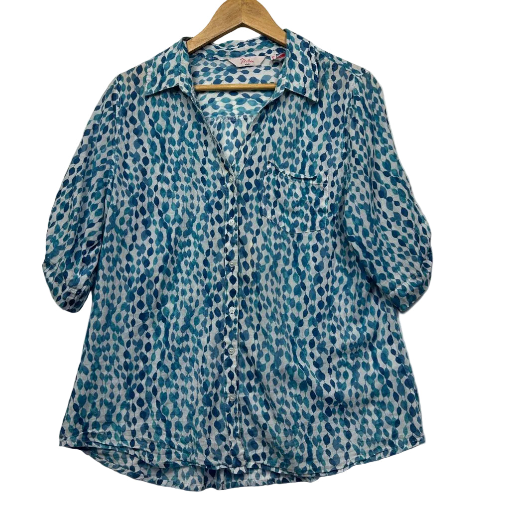 Millers Blue Cotton Shirt - Size 14