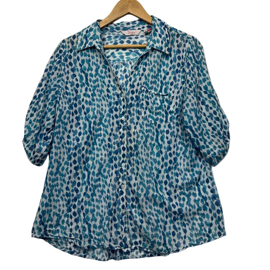 Blue leopard print shirt front view