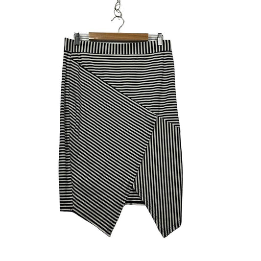 Black and white striped asymmetrical skirt front view